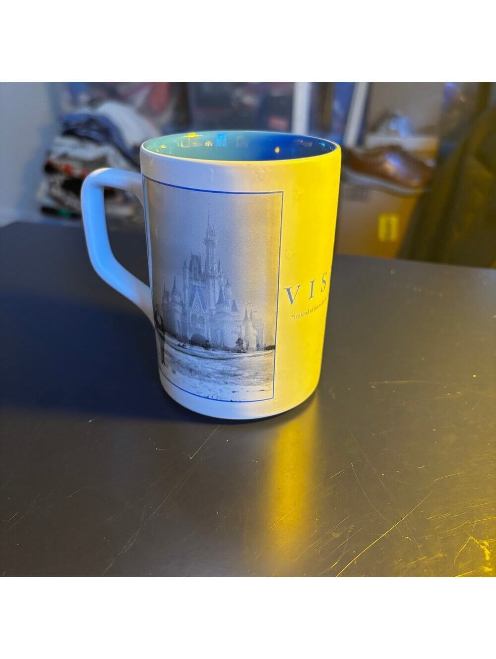 Disney Parks NWOT Vision Poster Art Cinderella Castle Coffee Mug Emboss Mickey